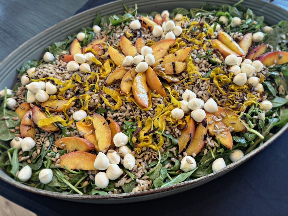 A peach & farro salad