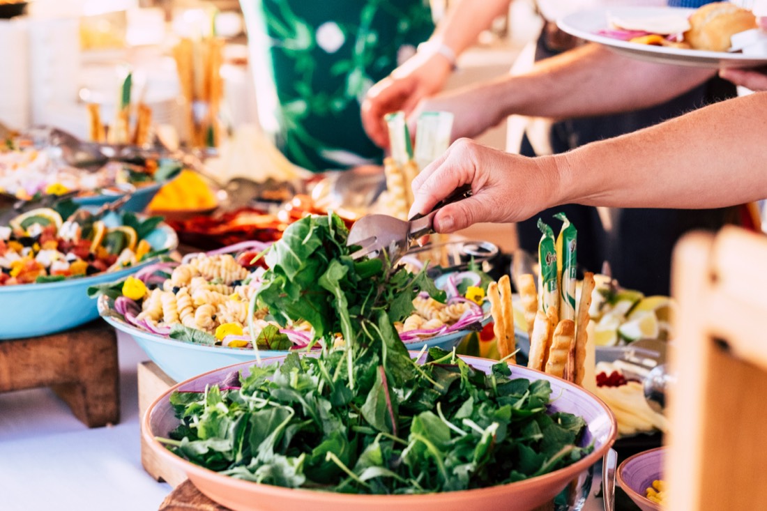 A colourful catering spread